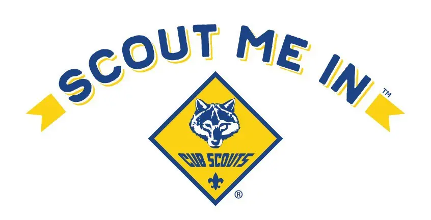 A cub scout logo with the words " scout me " underneath it.