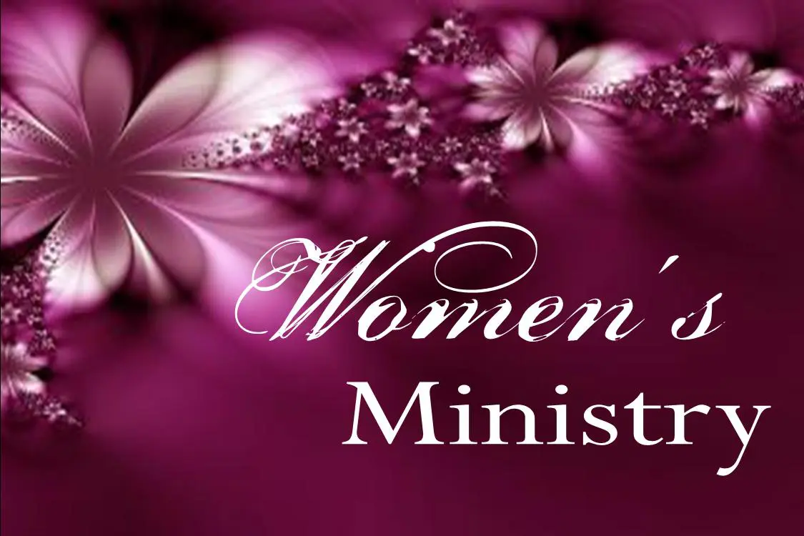 A purple background with flowers and the words women 's ministry